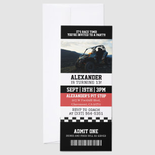 ATV 4 Wheeler Quad Birthday Party Invitation Raffle Tickets