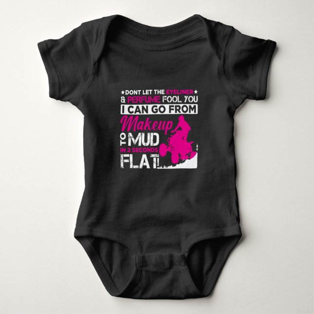 ATV Girl Makeup Offroad vehicles Quad Bike Driver Baby Bodysuit (Front)