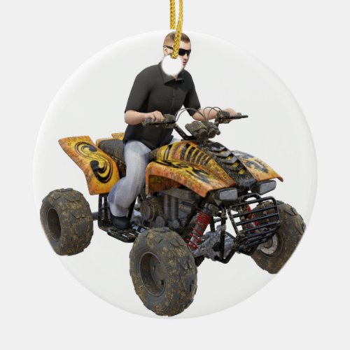 ATV Gold  Mud  Rider Ceramic Ornament