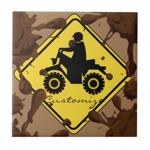 ATV Mudding Sign Thunder_Cove Ceramic Tile