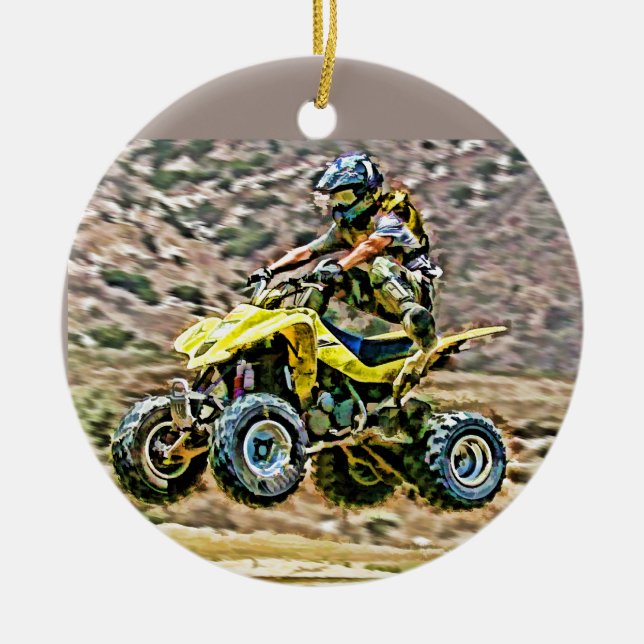 ATV Off Road Running Ceramic Ornament (Front)