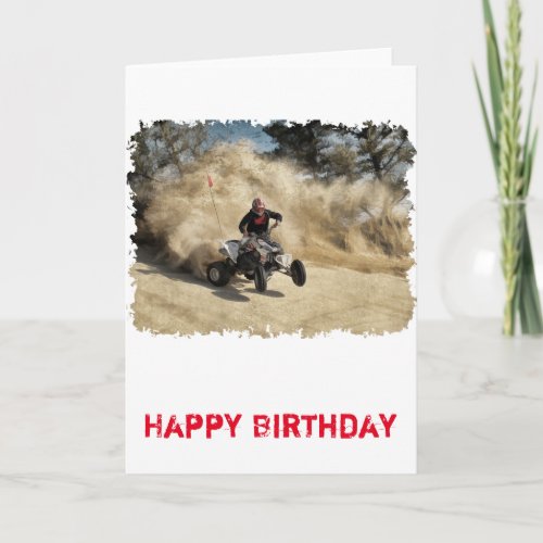 ATV on Dirt Road in Dust Cloud wEdges Card