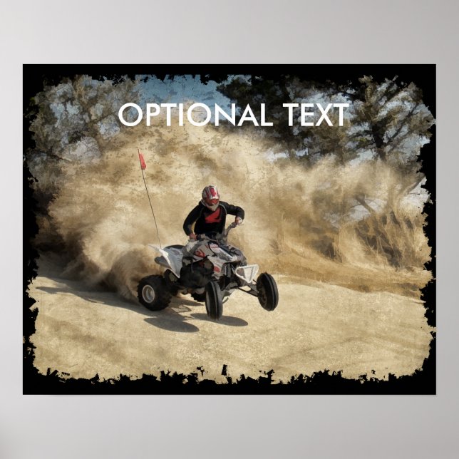 ATV on Dirt Road in Dust Cloud w/Edges Poster (Front)