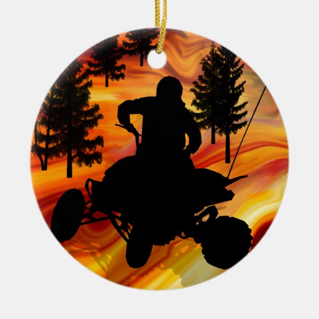 ATV on the Road from Hell Ceramic Ornament (Front)