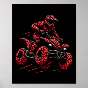 Atv Quad 4 Wheeler Bike Heart Atv Rider Boys Mens Poster