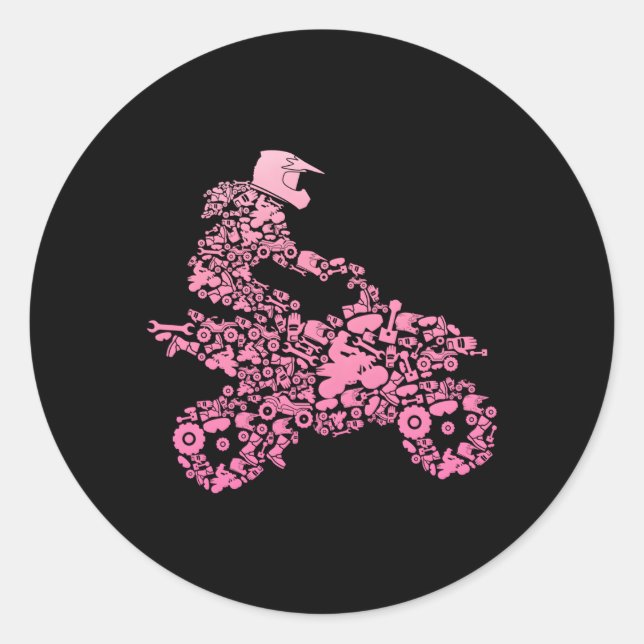 Atv Quad Bike 4 Wheeler Quad For Classic Round Sticker (Front)