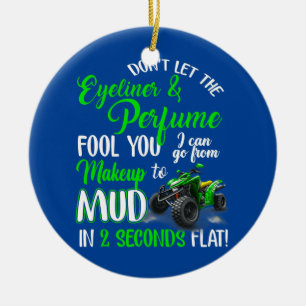 ATV Quad Bike Riding Girl For All Terrain Four Ceramic Ornament