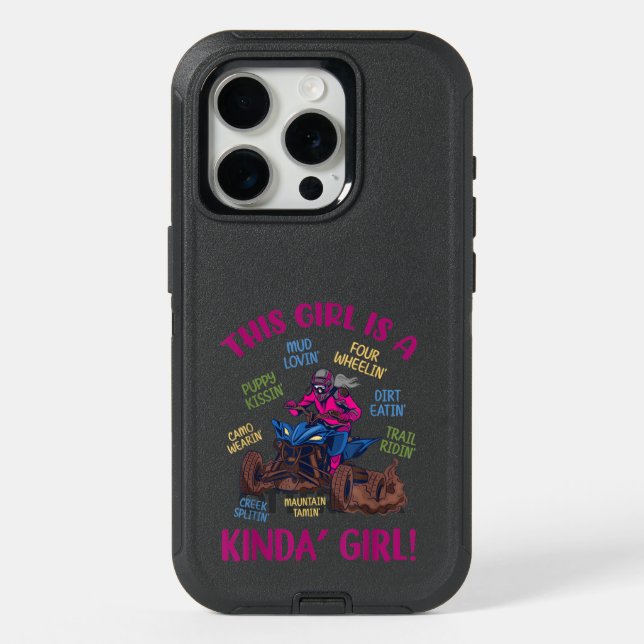 ATV Quad Biking Saying Four Wheeler Girls Funny UT iPhone 15 Pro Case (Back)