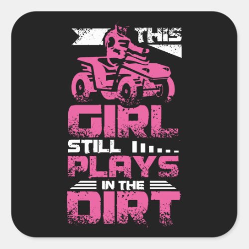 ATV Quad Girl Square Sticker