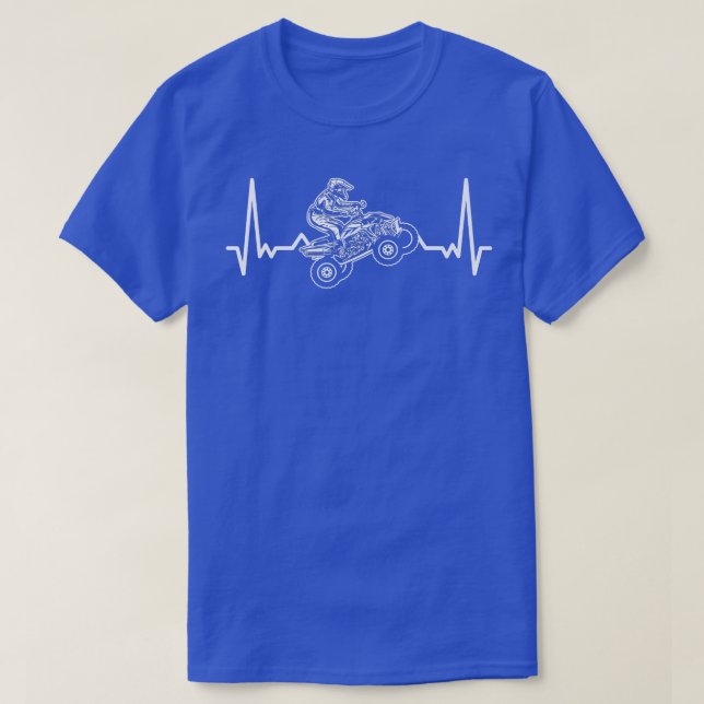 ATV Rider Four Wheeler Off Road Biker Heartbeat Qu T-Shirt (Design Front)