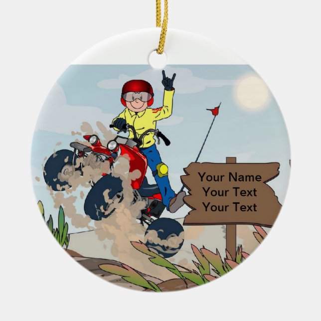 ATV Rider - Male Ceramic Ornament (Front)