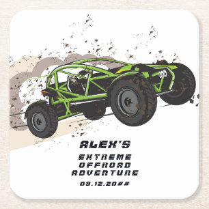 ATV UTV Offroad Adventure Extreme Sports Car Club Square Paper Coaster