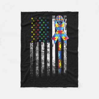Au Awareness Aamerican Flag Distressed Gifts Fleece Blanket