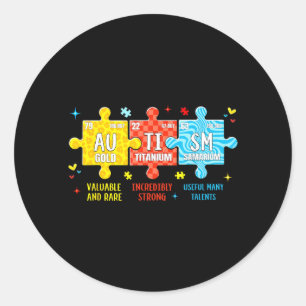 Au Awareness Puzzle Elements Periodic Table Boy Classic Round Sticker