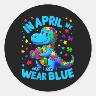 Au Awareness T-Rex Dino Classic Round Sticker