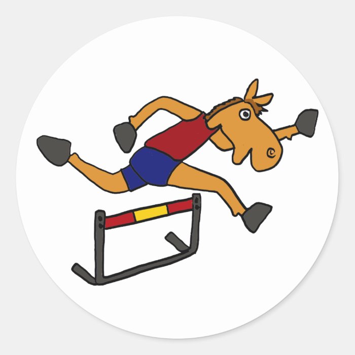AU  Funny Horse Jumping Over Hurdles Cartoon Stickers