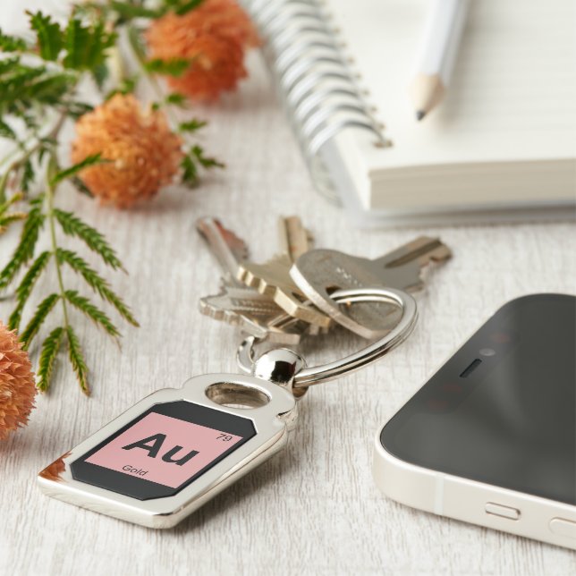 Au - Gold Chemistry Periodic Table Symbol Keychain (Side)