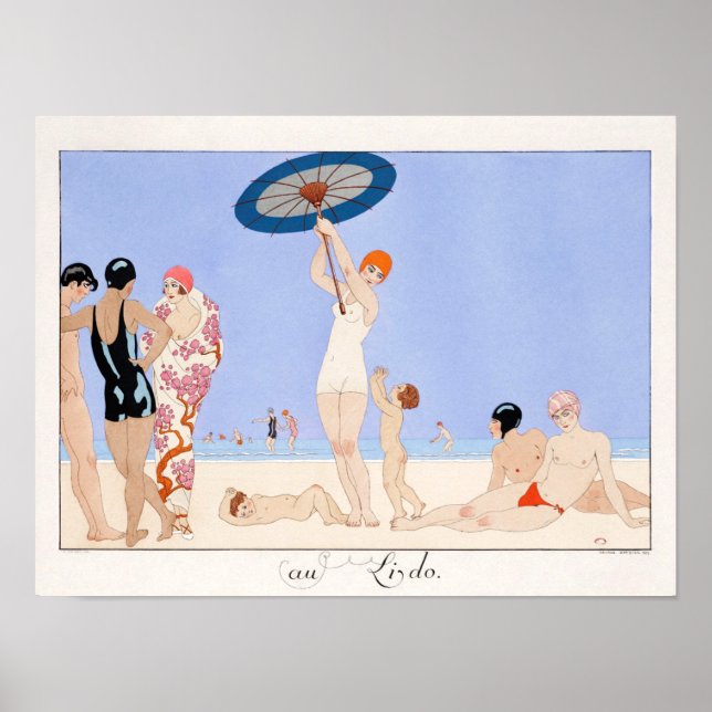 Au Lido Plate no.14 (1920) fashion illustration Poster (Front)