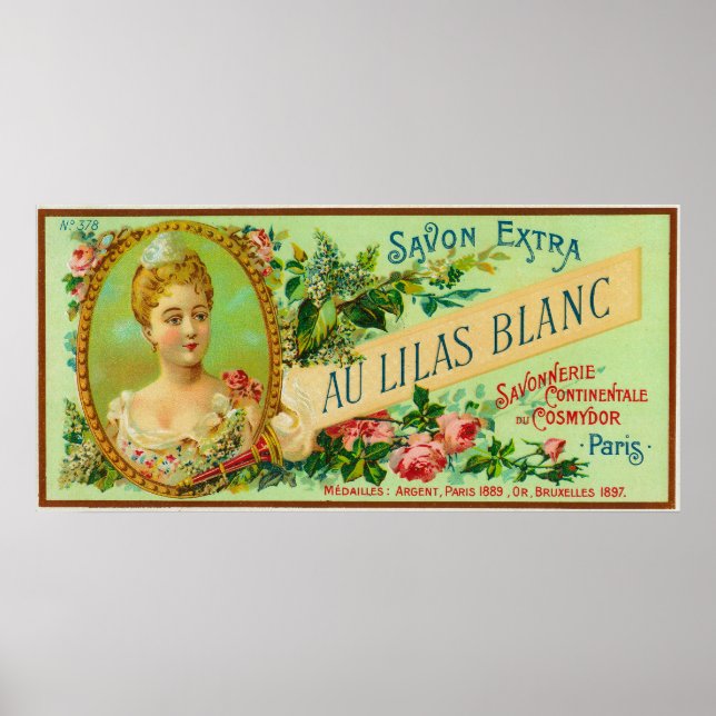 Au Lilas Blanc Soap LabelParis, France Poster (Front)