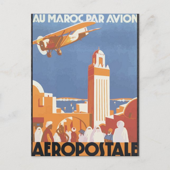 Au Maroc Par Avion Aeropostale, Vintage Postcard (Front)