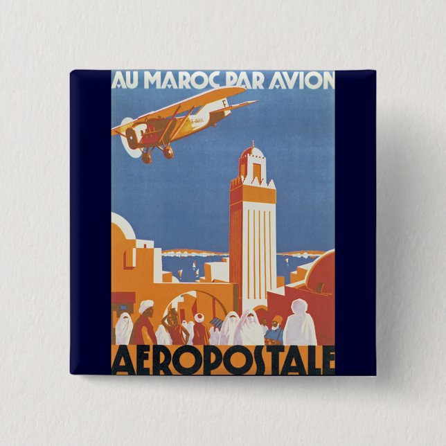 Au Maroc Par Avion Button (Front)
