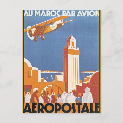 Au Maroc Par Avion Postcard