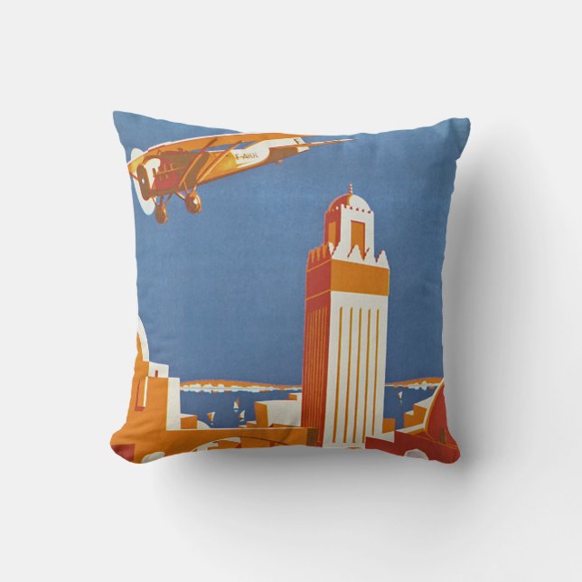 Au Maroc Par Avion Throw Pillow (Front)