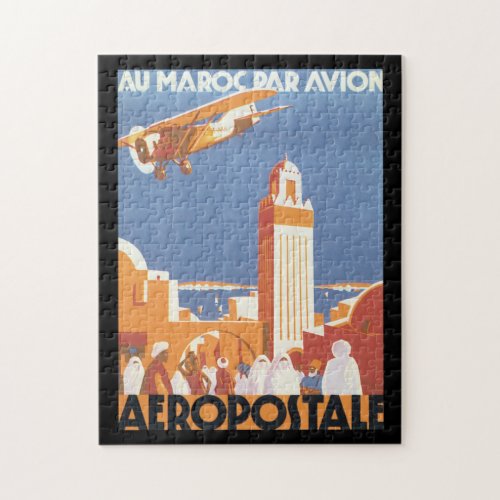 Au Maroc Par Avion Vintage Travel Poster Jigsaw Puzzle