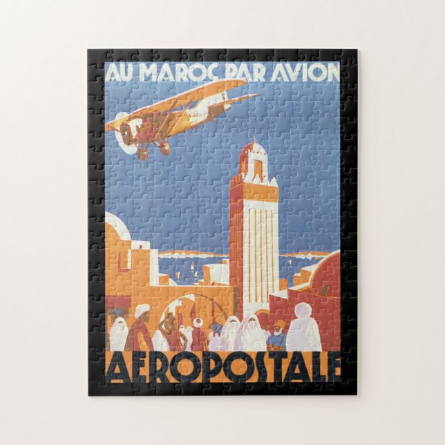 Au Maroc Par Avion Vintage Travel Poster Jigsaw Puzzle (Vertical)