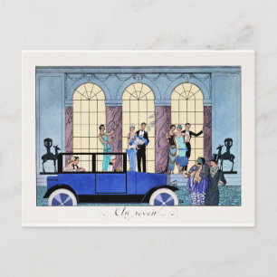Au Revoir, 1920 Art Deco illustration Postcard