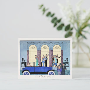 Au Revoir, 1920 Art Deco illustration Postcard