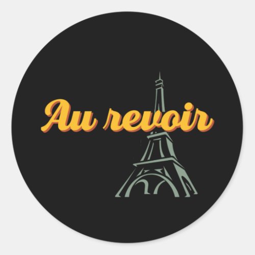 Au Revoir Goodbye Vintage French Word and Phrase Classic Round Sticker