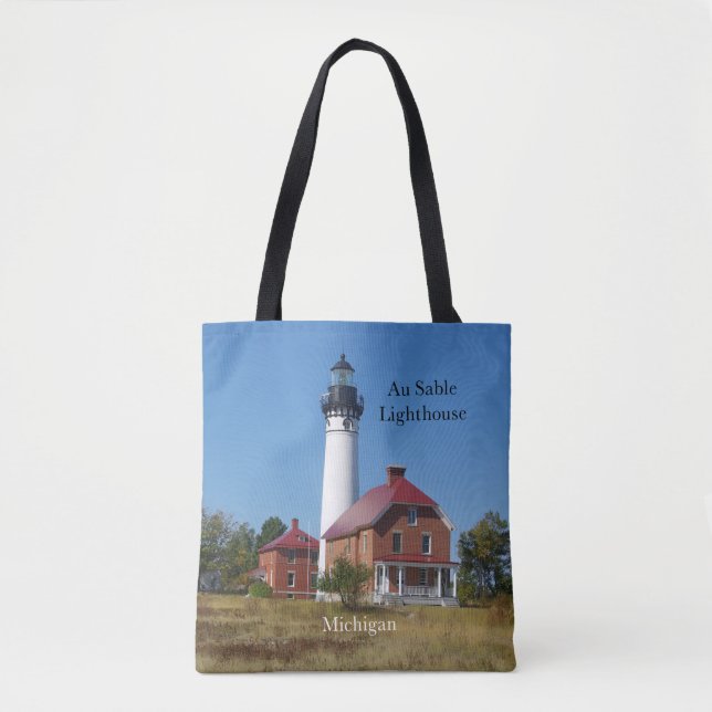 Au Sable Lighthouse all over tote bag (Front)