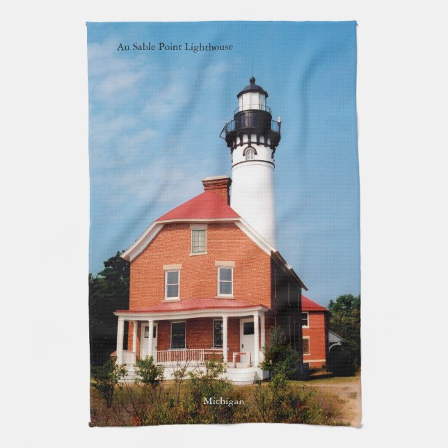 Au Sable Point Lighthouse Kitchen Towel (Vertical)