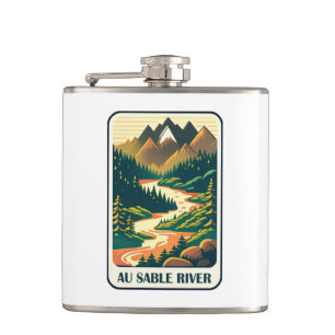 Au Sable River Michigan Colors Flask
