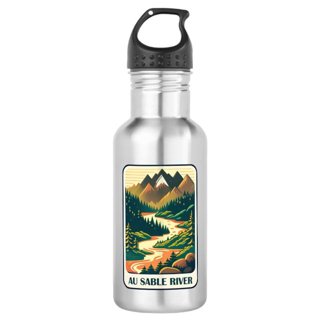 Au Sable River Michigan Colors Stainless Steel Water Bottle (Front)
