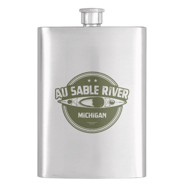 Au Sable River Michigan Kayaking Flask (Front)