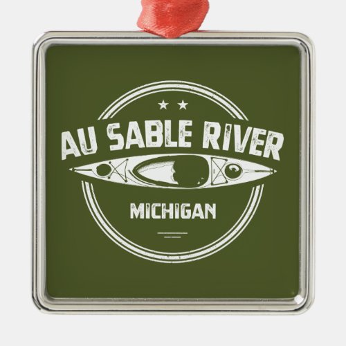 Au Sable River Michigan Kayaking Metal Ornament