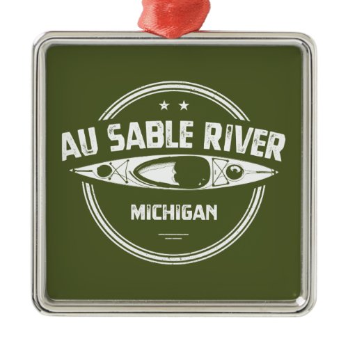 Au Sable River Michigan Kayaking Metal Ornament