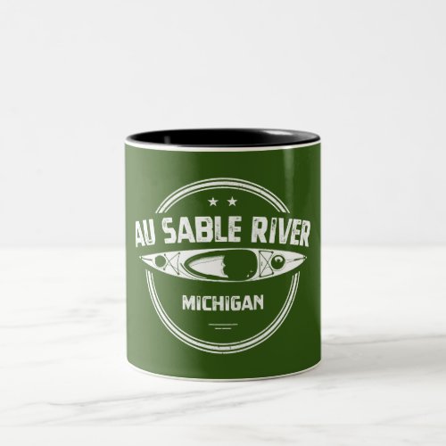 Au Sable River Michigan Kayaking Two_Tone Coffee Mug
