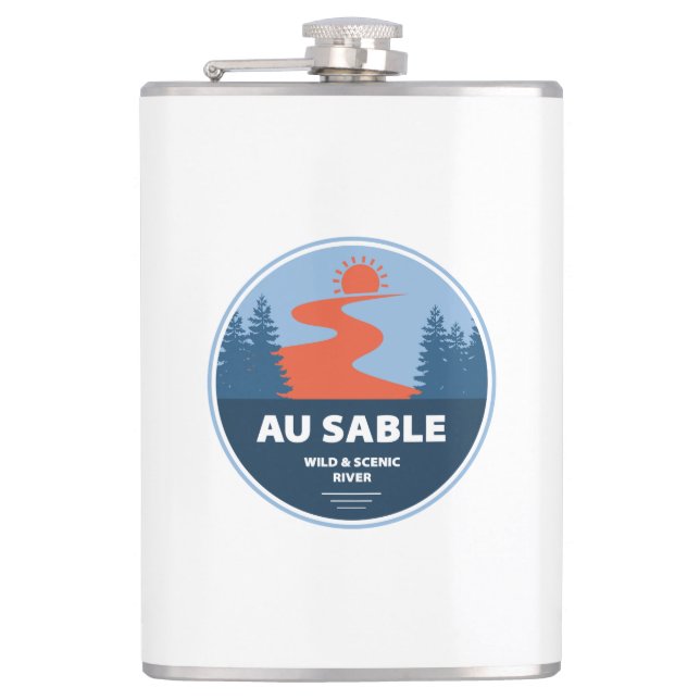 Au Sable Wild And Scenic River Flask (Front)