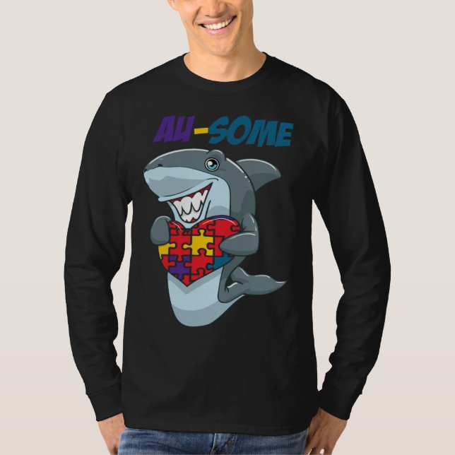 Au Some Shark Awesome Autistic Puzzle Autism Aware T-Shirt (Front)