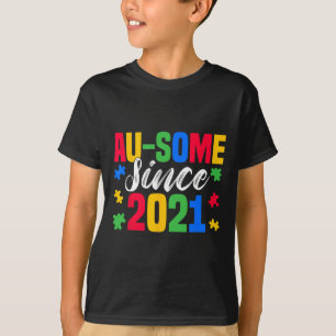 Au-some Since 2021 4 Years Old Autism Awareness Bo T-Shirt