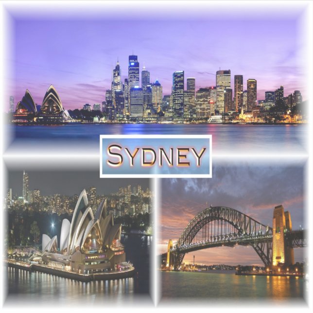 AU Sydney by Night - Opera House - HArbour Bridge Sticker (Front)