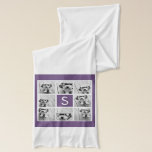 Aubergine and White Photo Collage Custom Monogram Scarf<br><div class="desc">You can use Instagram photos for this design. Use 8 square photos to create a unique and personal gift. Or you can keep the hipster puppy and make a trendy keepsake. If you need to adjust the pictures,  click on the customize tool to make changes.</div>
