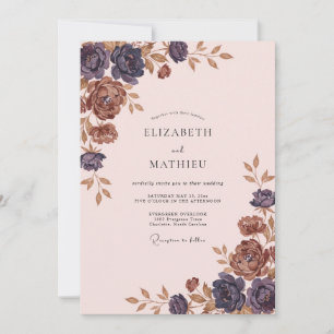 Aubergine Copper Painted Wedding Invitation