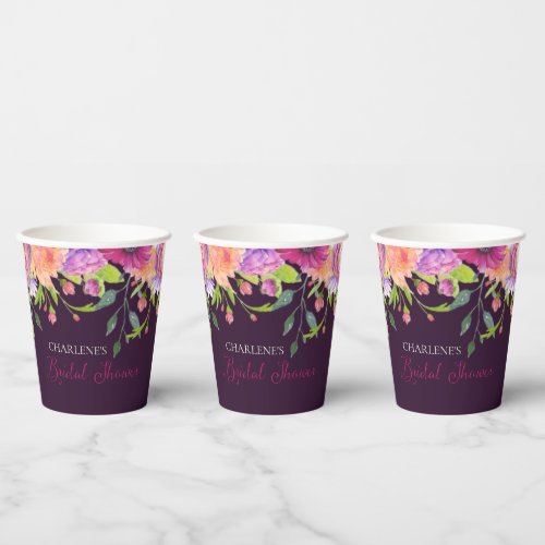 Aubergine Dream Bridal Shower Paper Cups