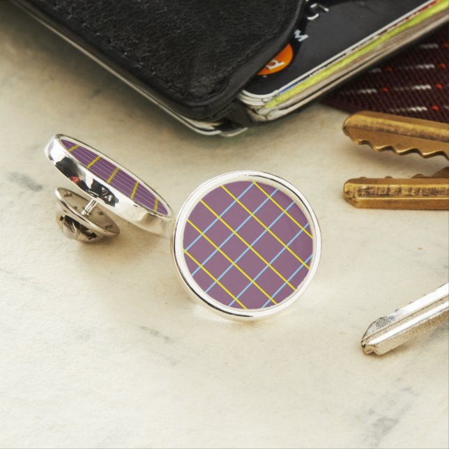 Aubergine Elegance  Blue Silver  Lapel Pin (In Situ)