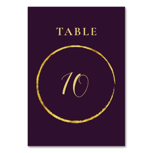 Aubergine Golden Circle 1 Table Number