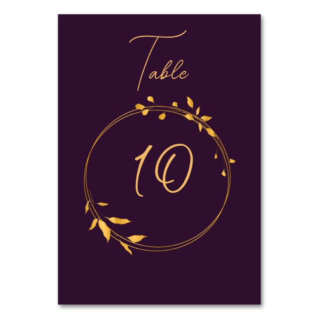 Aubergine Golden Circle 2 Table Number (Front)